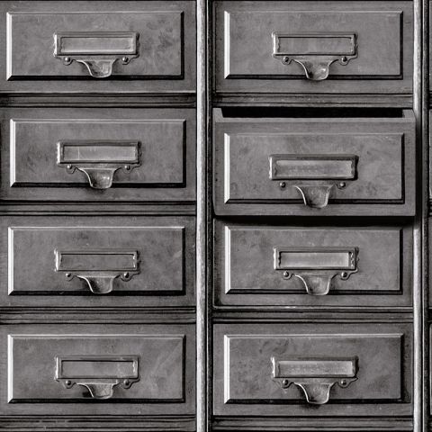 Dutch Wallcoverings Vintage Drawers Grey 11971