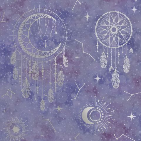 Dutch Wallcoverings - Dreamcatcher Purple Silver 13331