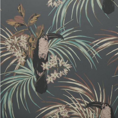 1838 Wallcoverings Elodie - Le Toucan Charcoal 1907-135-05