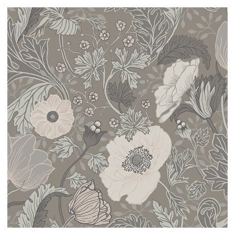 Dutch Wallcoverings First Class - Midbec Fågelsång - Anemone Grey 44102