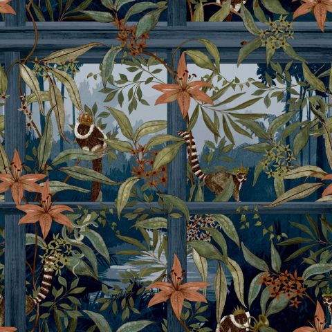 Dutch Wallcoverings First Class - Cascading Gardens - Comoro Navy 91390