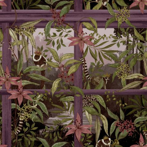 Dutch Wallcoverings First Class - Cascading Gardens - Comoro Plum 91393