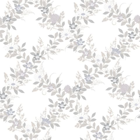 Dutch Wallcoverings First Class - Midbec Örtagård Margareta White/Beige 92108