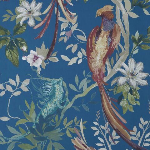 1838 Wallcoverings Pavilion - Bird Sonnet Royal Blue 2109-157-04