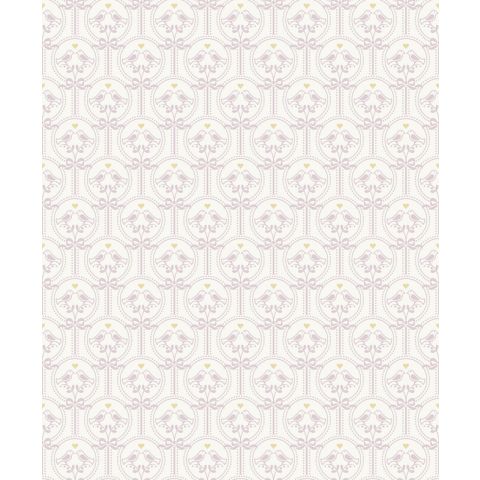 Dutch Wallcoverings - Little Kids- Oiseaux lila/wit JS3201