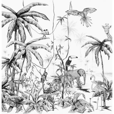 DUTCH WALLCOVERINGS - ANNET WEELINK VOL.1 JUNGLE BLACK / WHITE "REPEATABLE"