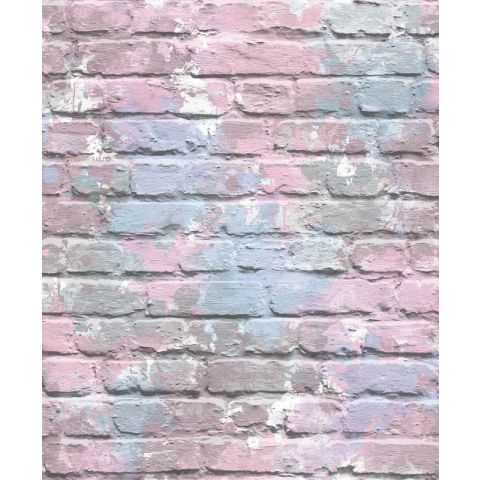 Dutch Wallcoverings Freestyle Bakstenen Rose / Lichtblauw